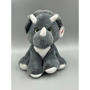 Caravan Softoys Gray Dinosaur Triceratops Plush 12” Stuffed Prehistoric Animal